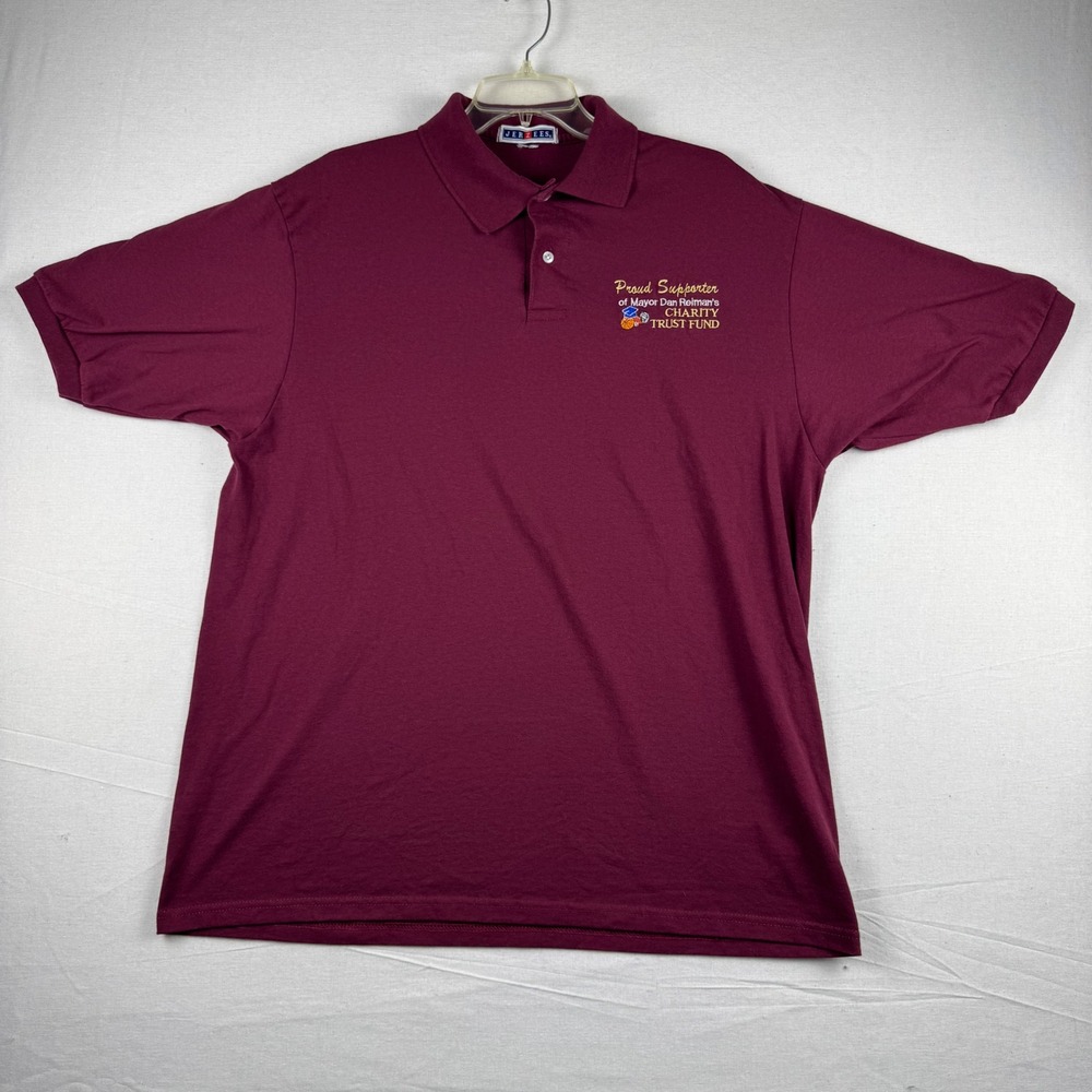 Jerzees Mens XL Burgundy Polo Shirt Mayor Dan Reiman Charity Trust Fund Vintage